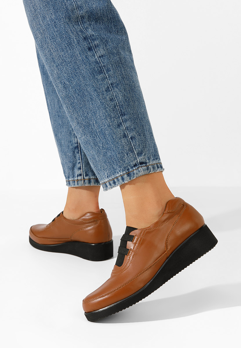Chaussures casual femme en cuir bruns Zelya V5