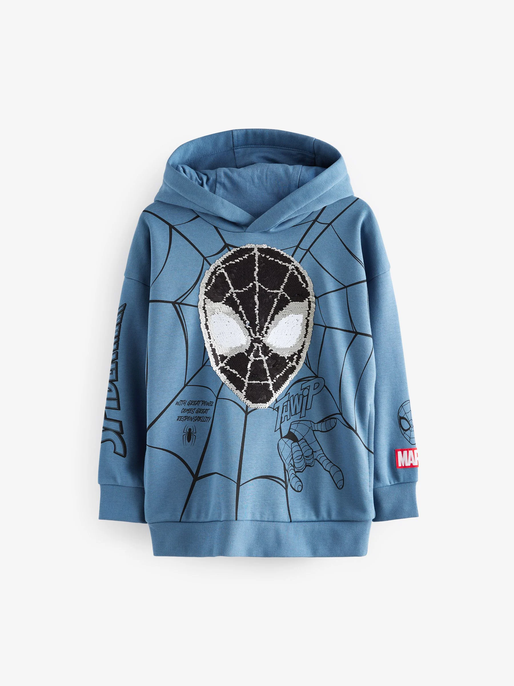 Normaal blauw - Spiderman Flip Sequin Hoodie (3-16yrs)