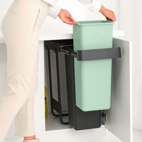 Sort&Go Inbouwemmer, 2x30 liter - Dark Grey
