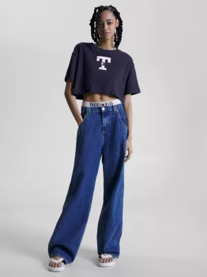 Camiseta Letterman Cropped Oversized