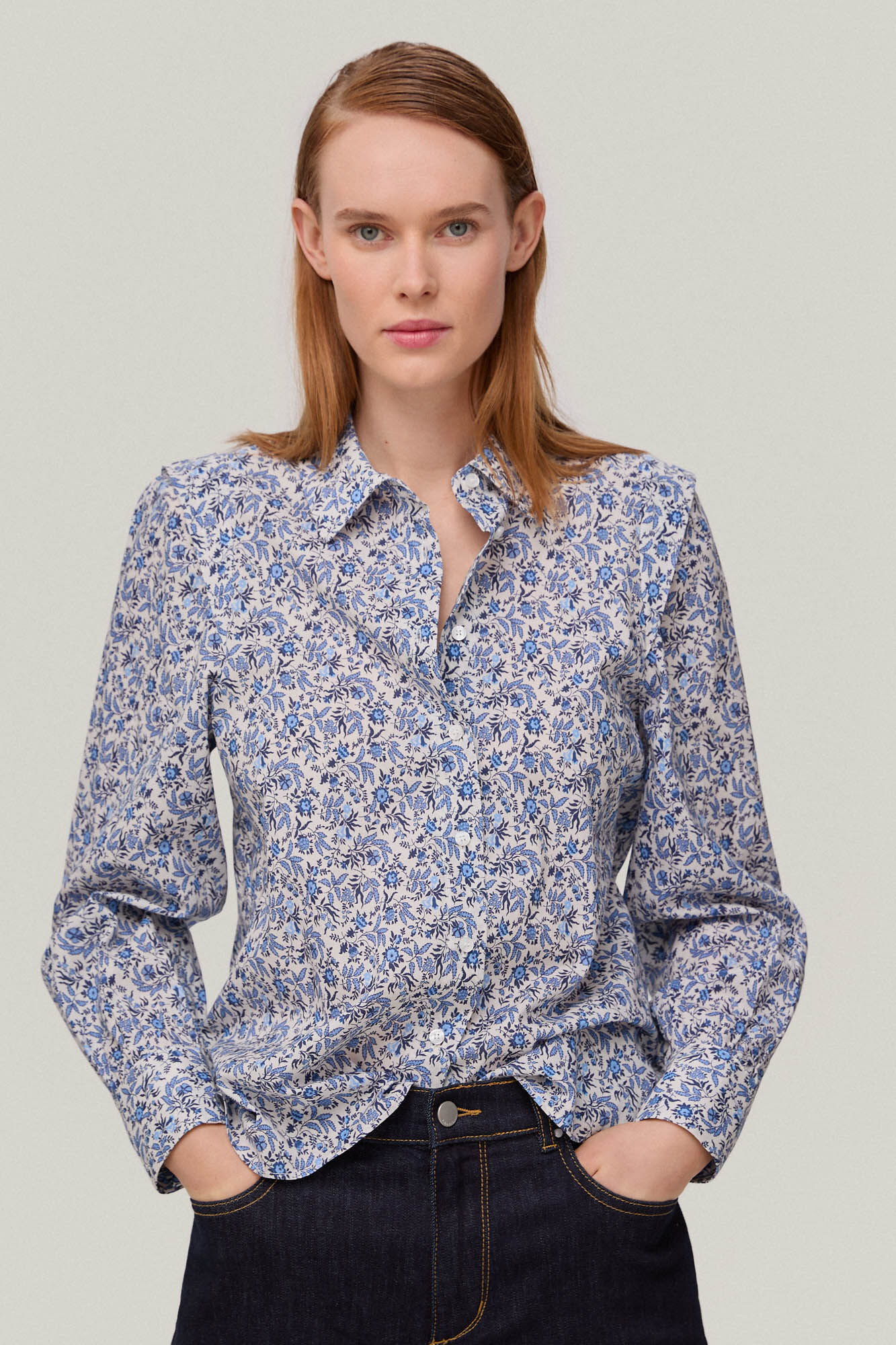 Blusa com estampa floral - Azul