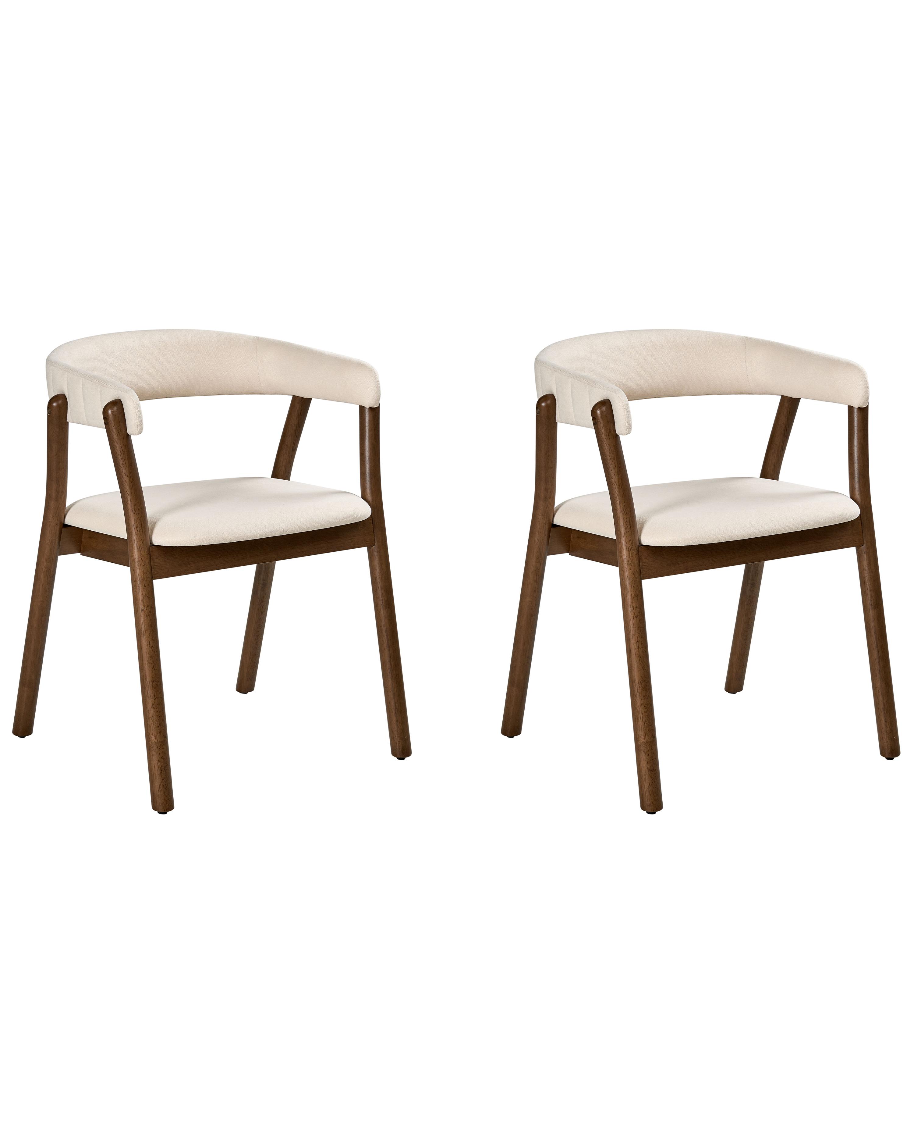 Set van 2 eetkamerstoelen MYLO Stof Gebroken wit/donkerbruin