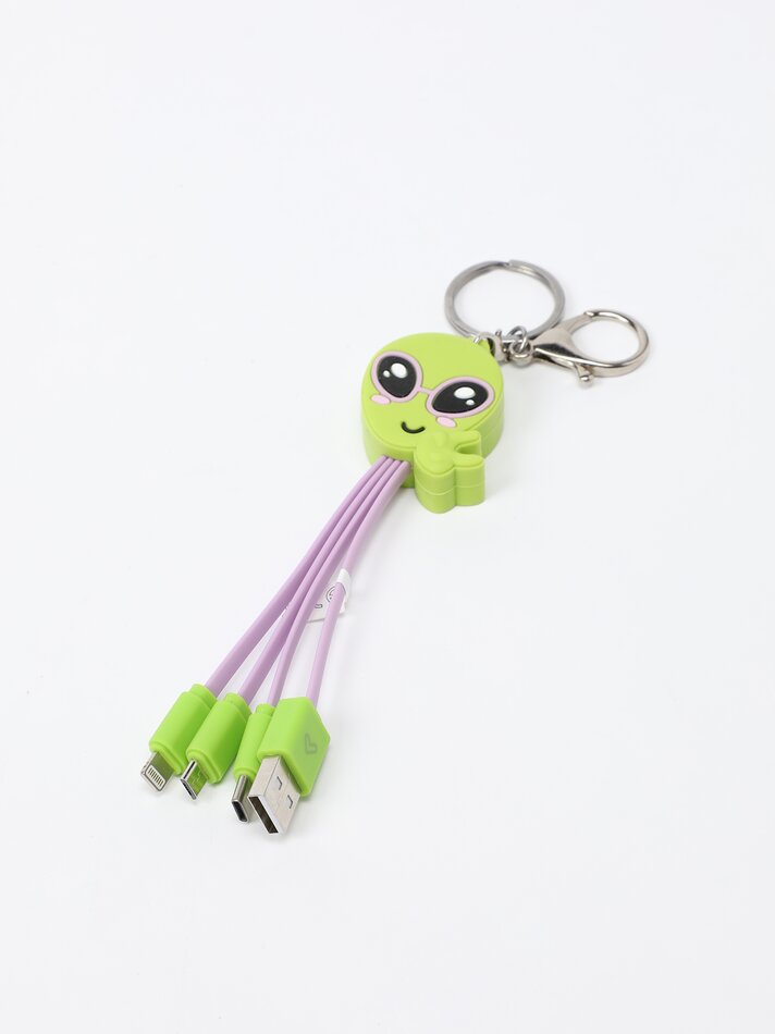 Cabo multiconector com argola para chaveiro - Verde