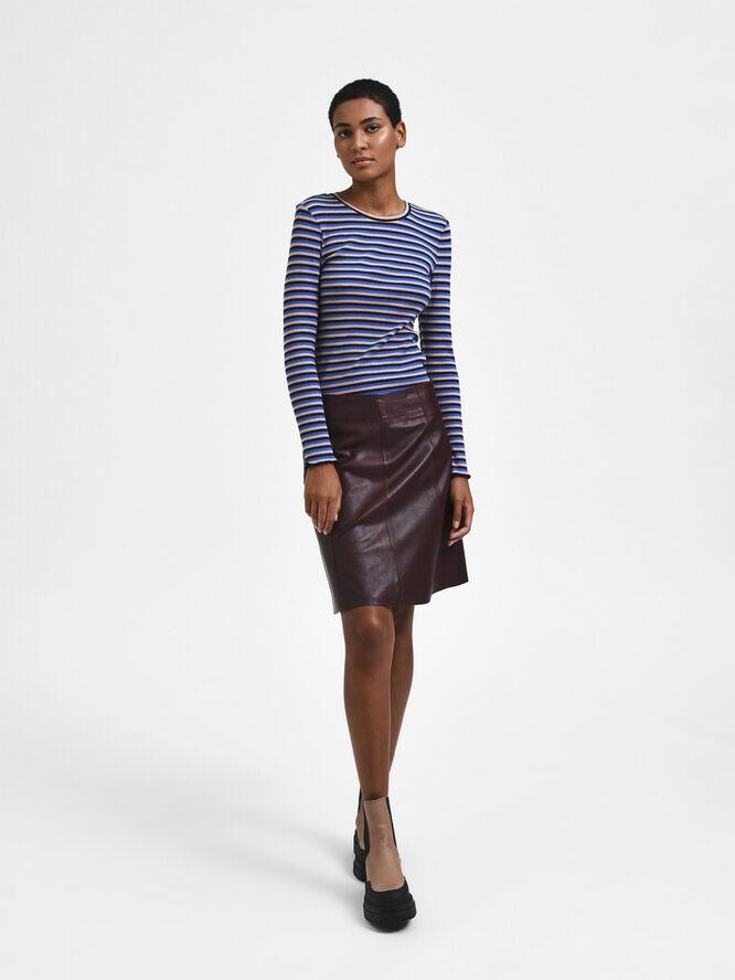 Selected Femme SLFANNA LS CREW NECK TEE STR NOOS Dark sapphire/multi