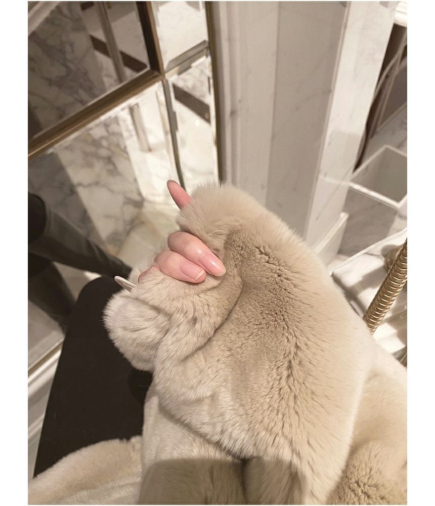 Sienne - Effen, pluizig oversized jasje