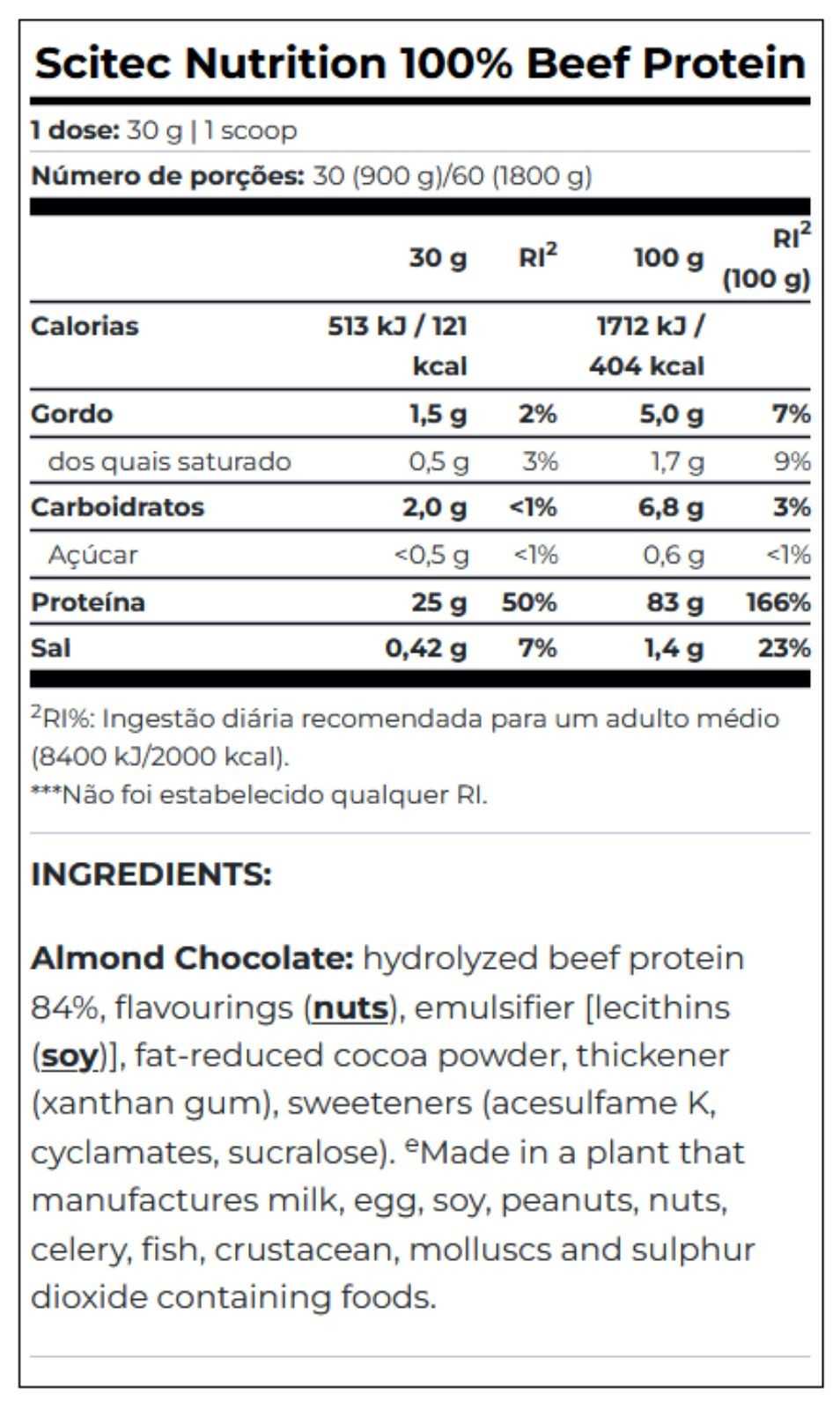 Scitec Nutrition Prateína Vacuno 100% 900 g