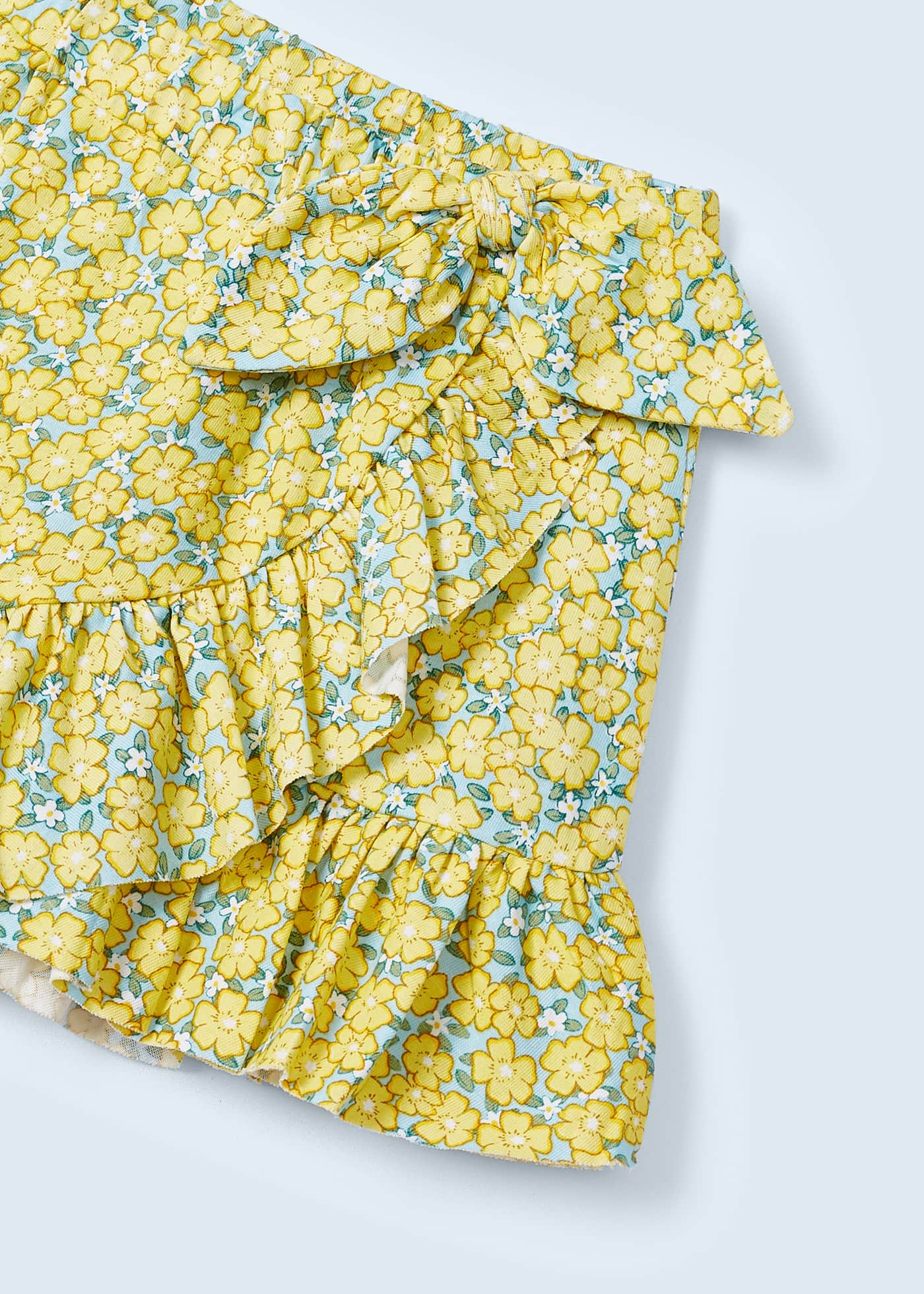Saia sarongue estampada em algodão sustentável para meninas