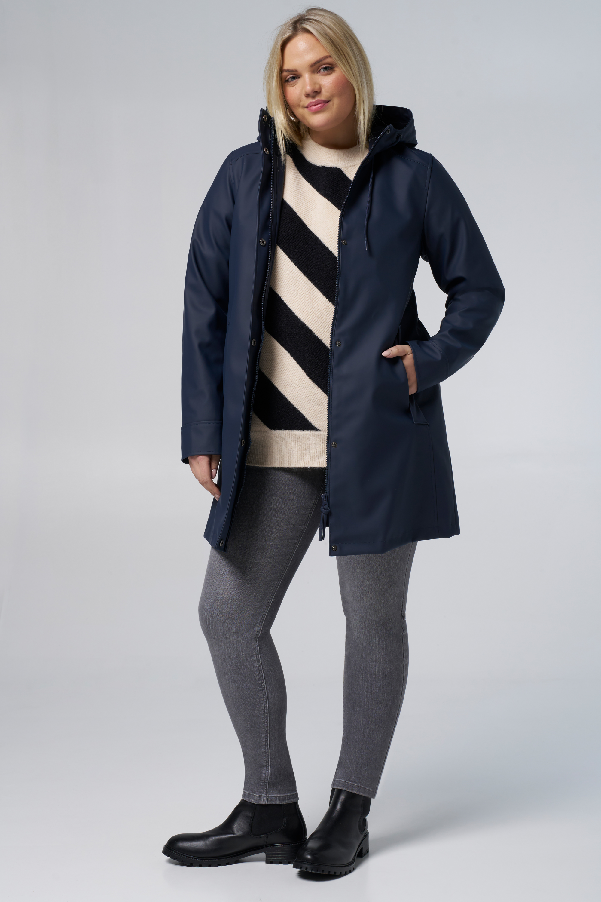 Regenjas met capuchon Navy blauw