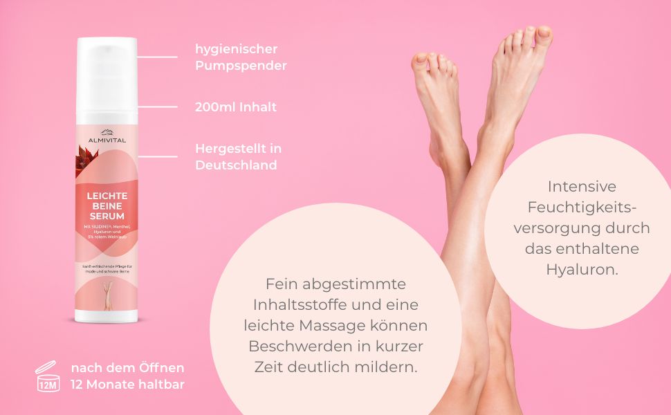 ALMIVITAL Leichte Beine Serum – Pflege für müde Beine mit Silidine®, Rosskastanie & Menthol