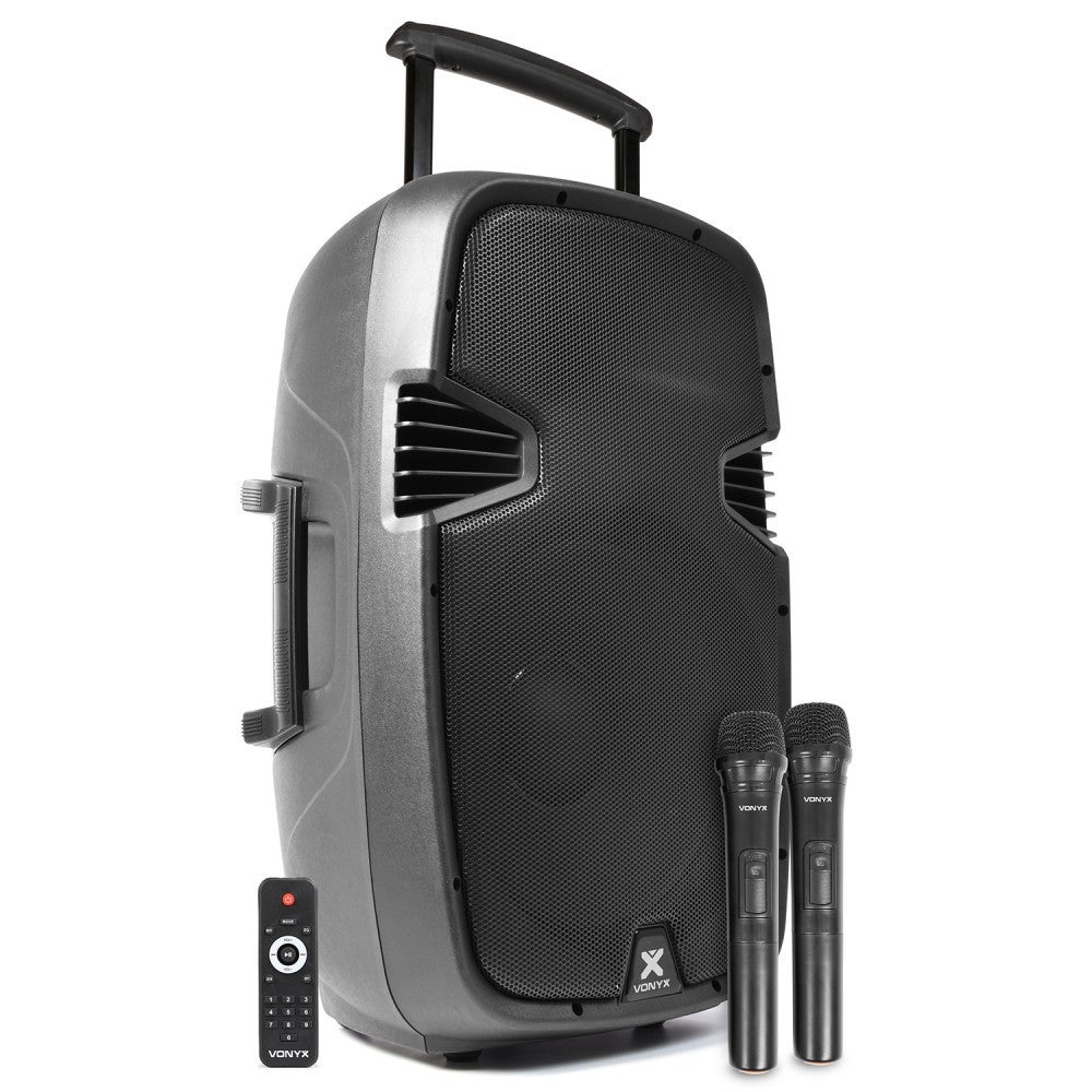 Vonyx SPJ-PA915 mobiele accu-speaker met microfoons