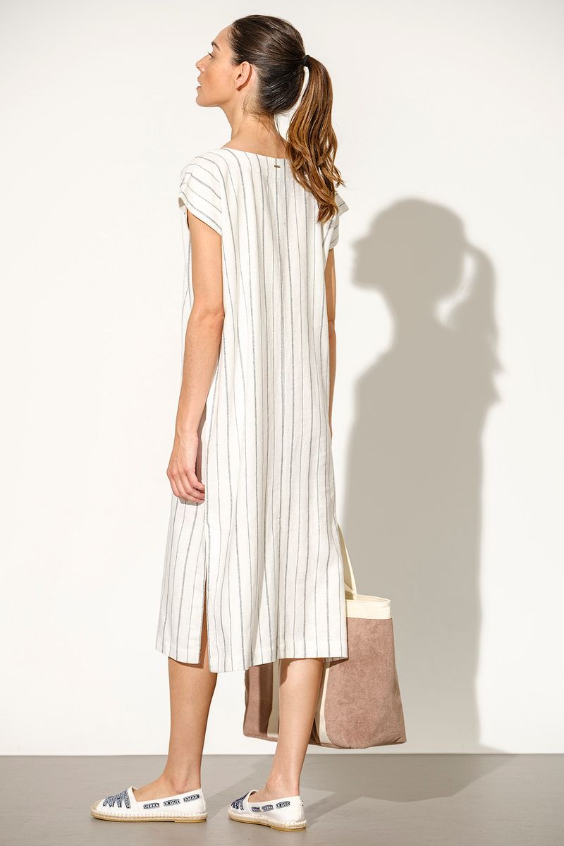 TÚNICA LOOSE FIT DE LINHO ÀS RISCAS
