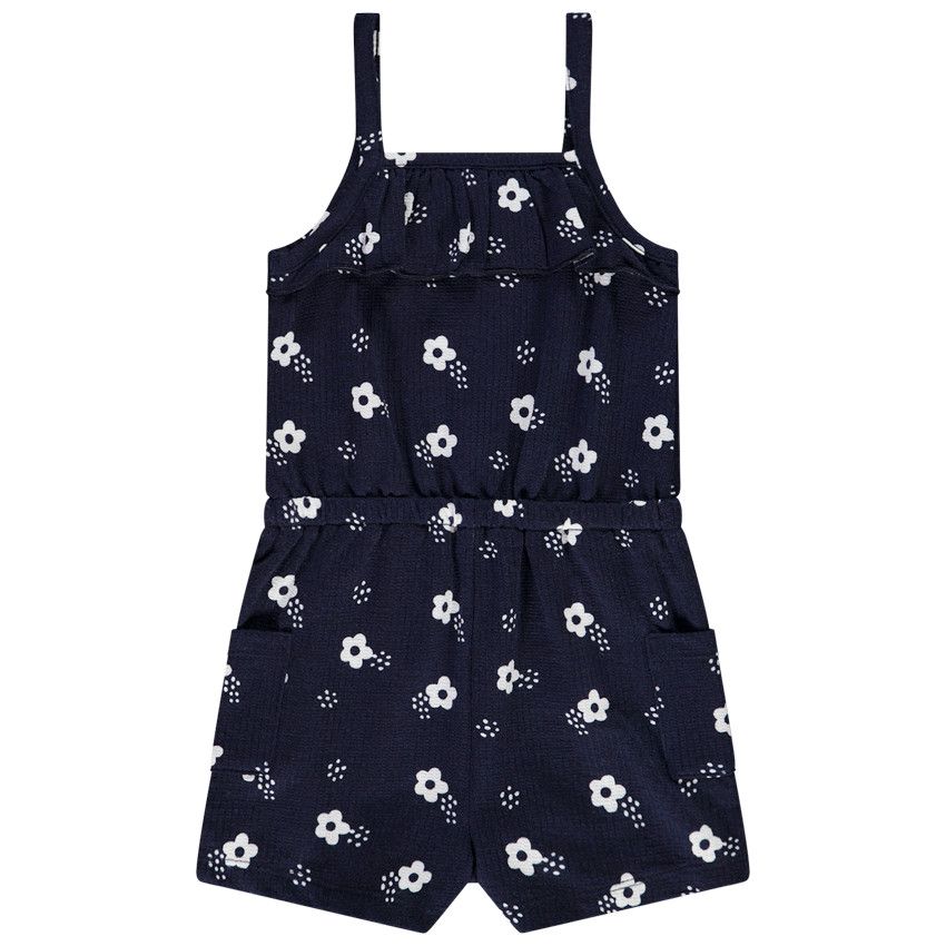 Combishort en jersey froissé imprimé fleuri pour bébé fille - Bleu marine