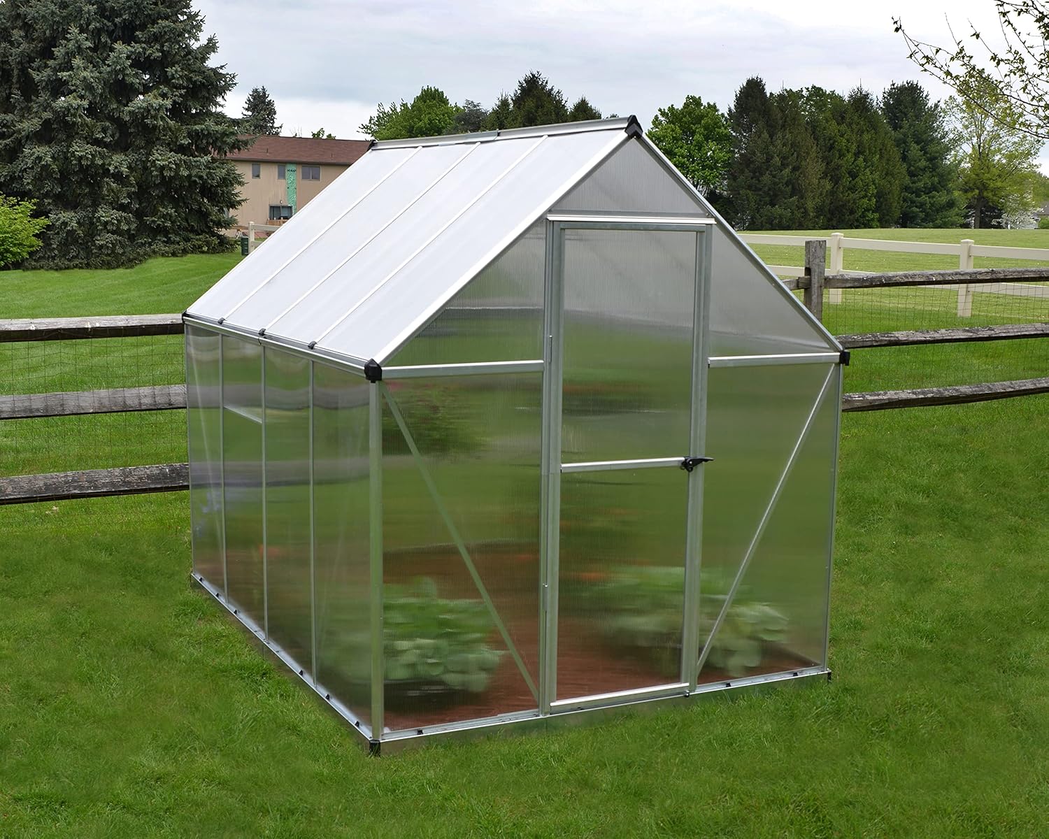 Canopia by Palram Gewächshaus klein Mythos 6x8 Treibhaus 247x185 cm Aluminium Silber Tomatenhaus Polycarbonatplatten UV-beständig