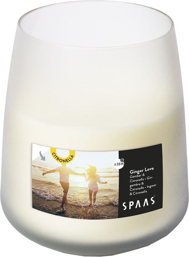 Spaas citronellakaars Ginger Love kruidig wit 38 uur D 8,2 H 9,5 cm
