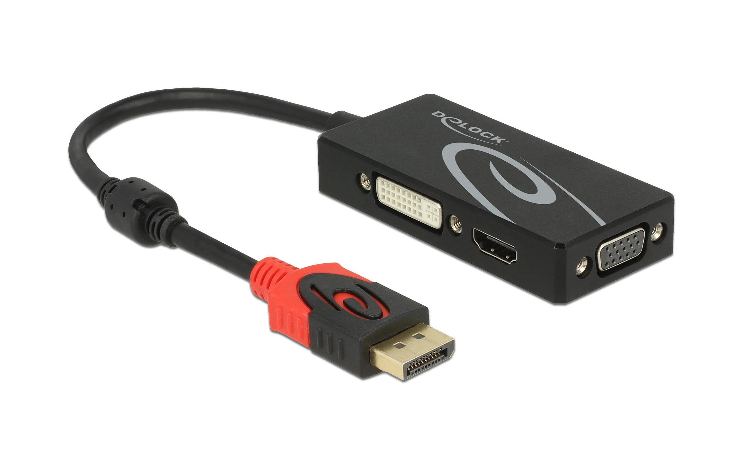 Multiadapter 4K DisplayPort - DVI-I/HDMI/VGAAdapter Displayport zu VGA / HDMI / DVI