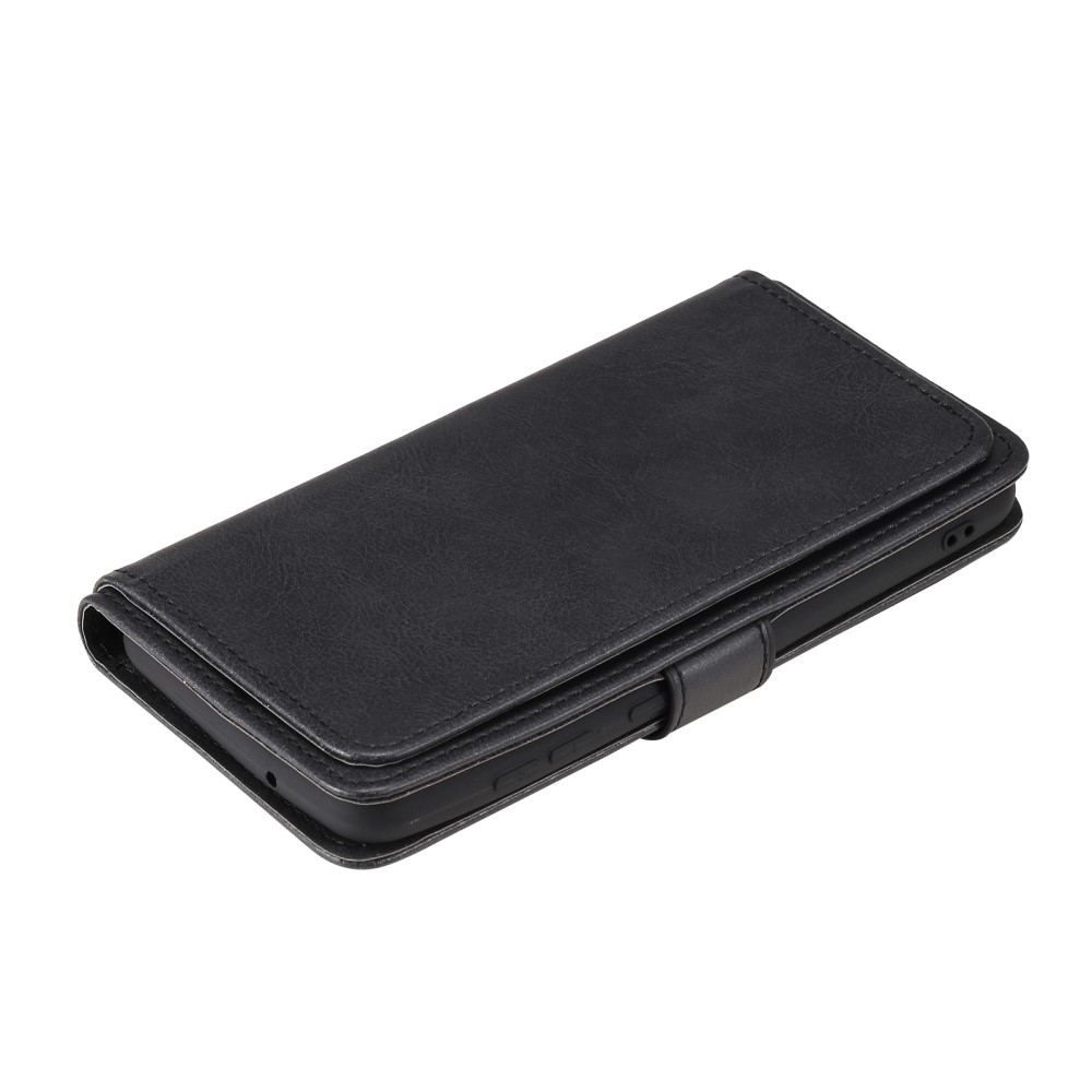 Samsung Galaxy S21 FE 5G Leder Wallet Etui Tasche mit 10 Kartenfächern - Schwarz