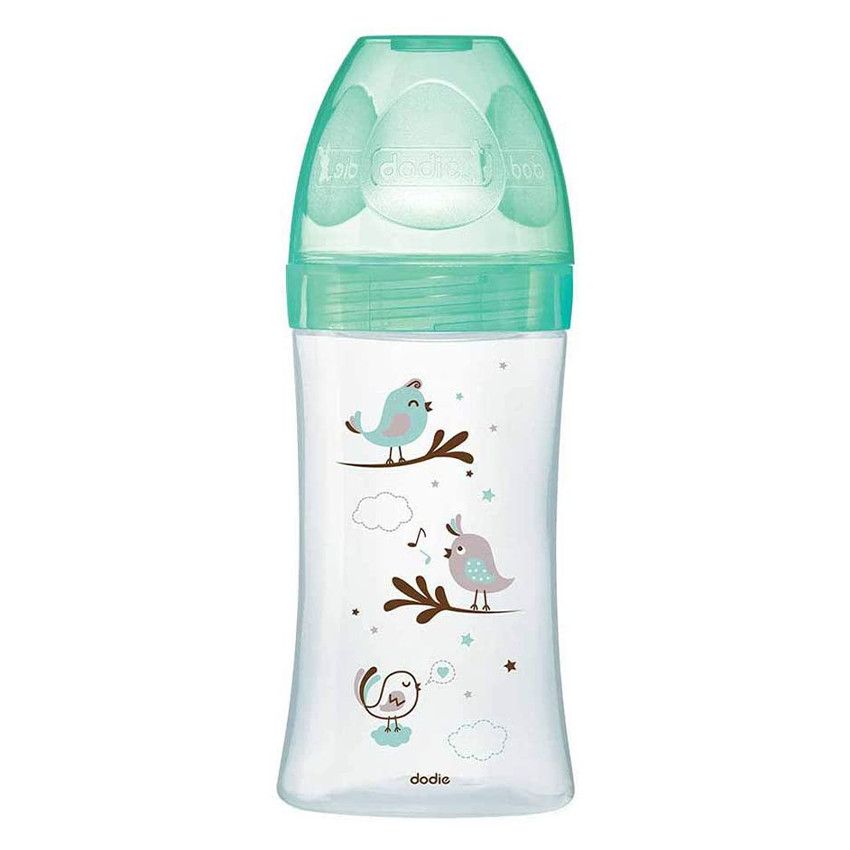 Biberon en verre Initiation+ 270ml motif oiseaux - Ecru