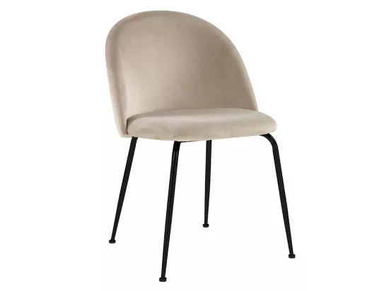 Lot de 6 chaises en velours et acier inoxydable noir - Beige - MELBOURNE