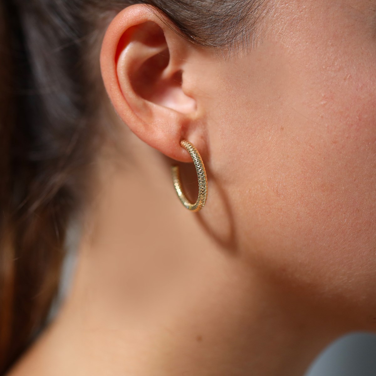 Boucles D'oreilles En Argent Créoles Tubes Torsadés Petit Modèle Argenté Diamètre 25mm