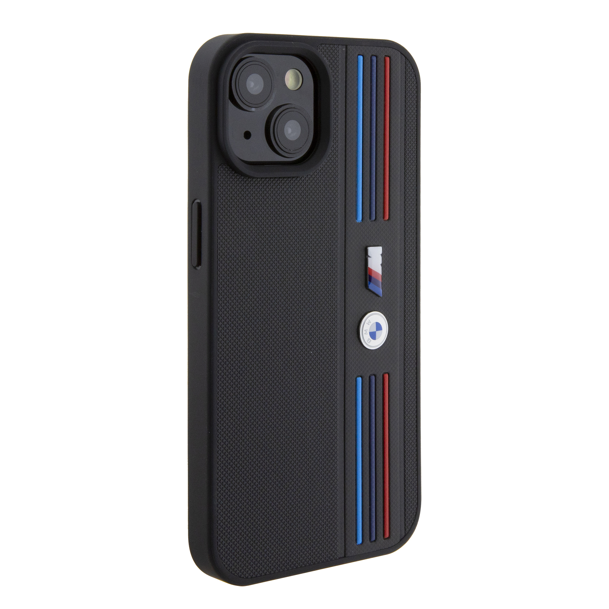 iPhone 15 Leder Hardcase Hülle Tricolor (BMHCP15S22PPMK) - Schwarz