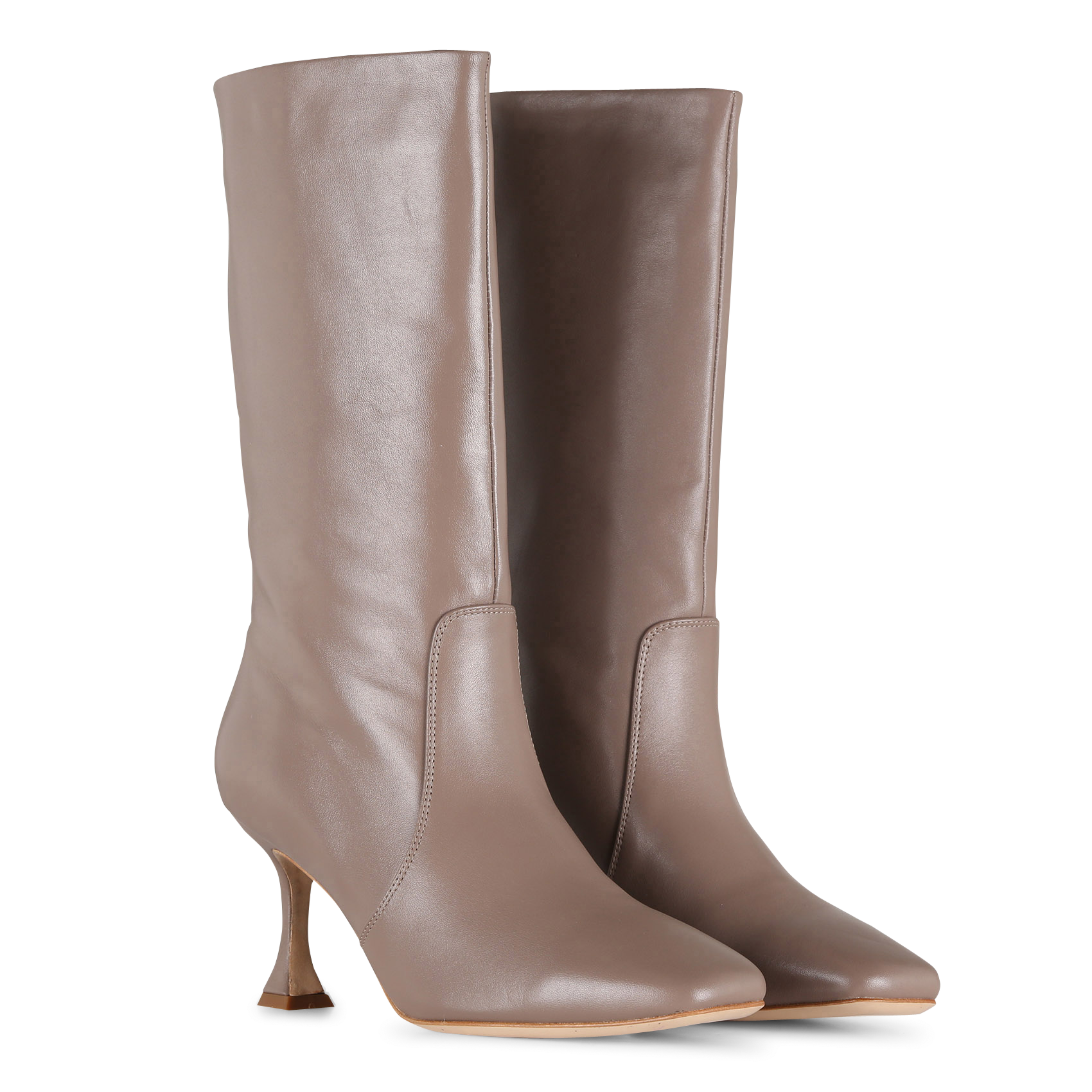 GIGI - Bottes à talon en cuir | Beige