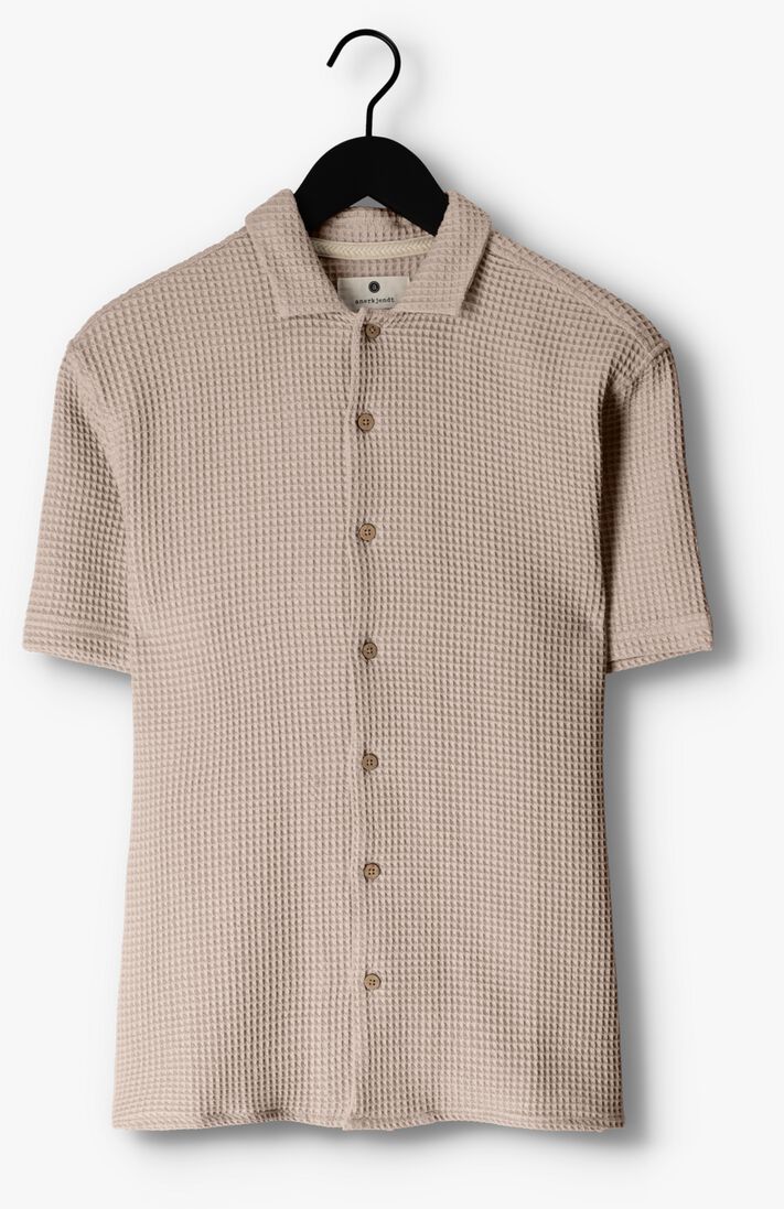 ANERKJENDT beige anerkjendt casual overhemd akleon s/s waffle
