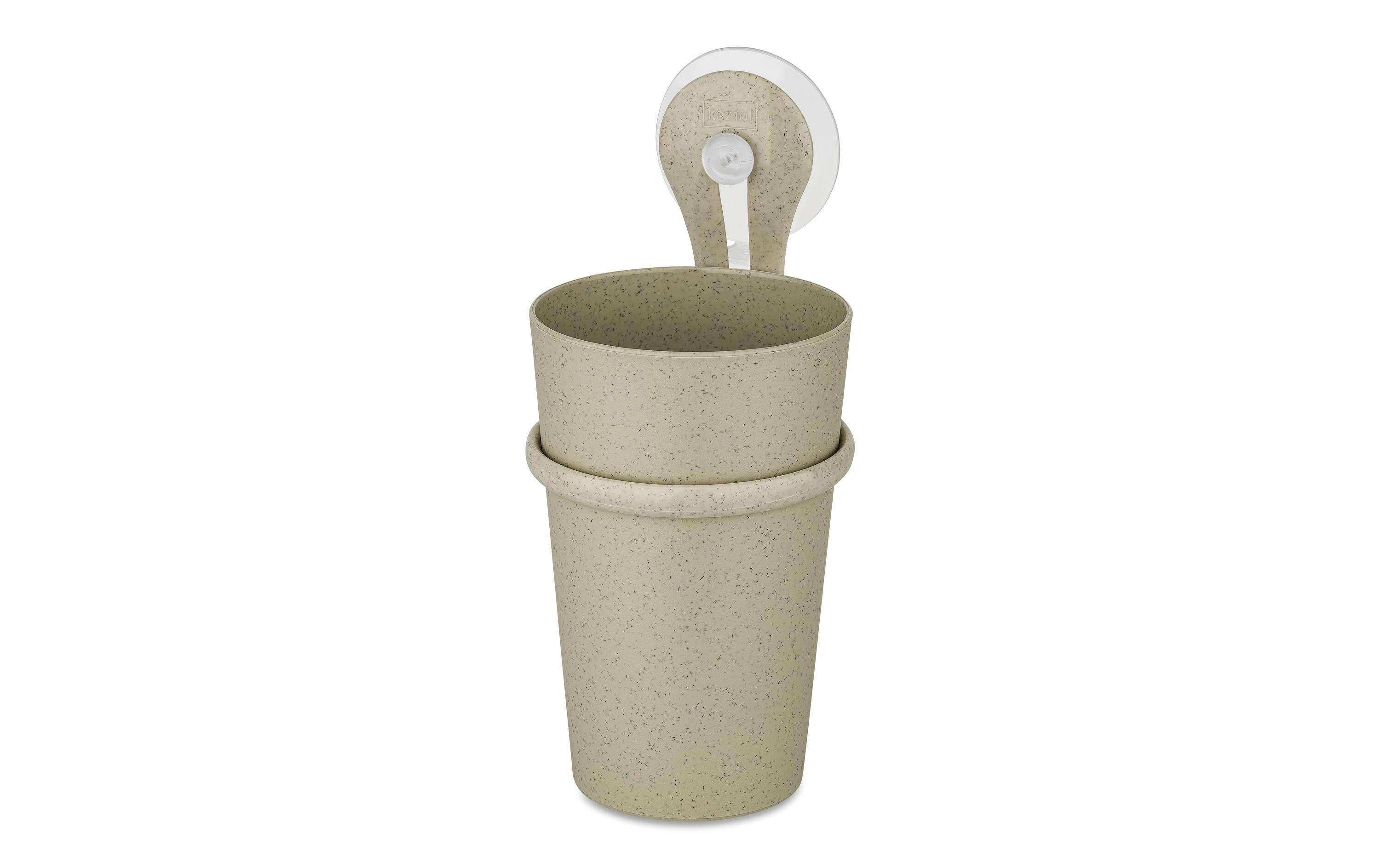Zahnputzbecher Loop 300 ml, Beige/GelbZahnputzbecher mit Saugnapf