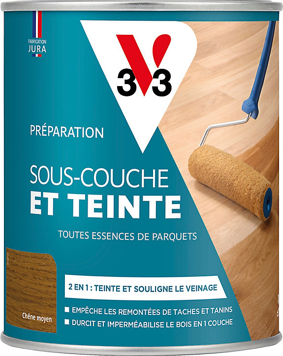 Sous-couche & teinte parquets V33 chêne moyen 0,75L