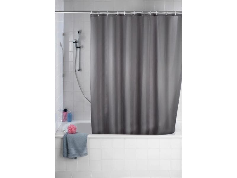 Wenko Duschvorhang Anti-Schimmel 180 x 200 cm, Grau Pflegeleichter Badevorhang
