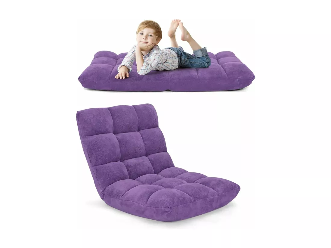 Canapé Paresseux Tatami Pliable Chaise de Plancher Coussin de Chaise de Lit Siège de Sol pour Maison, Bureau 105 x 57 x 15 CM (Violet)