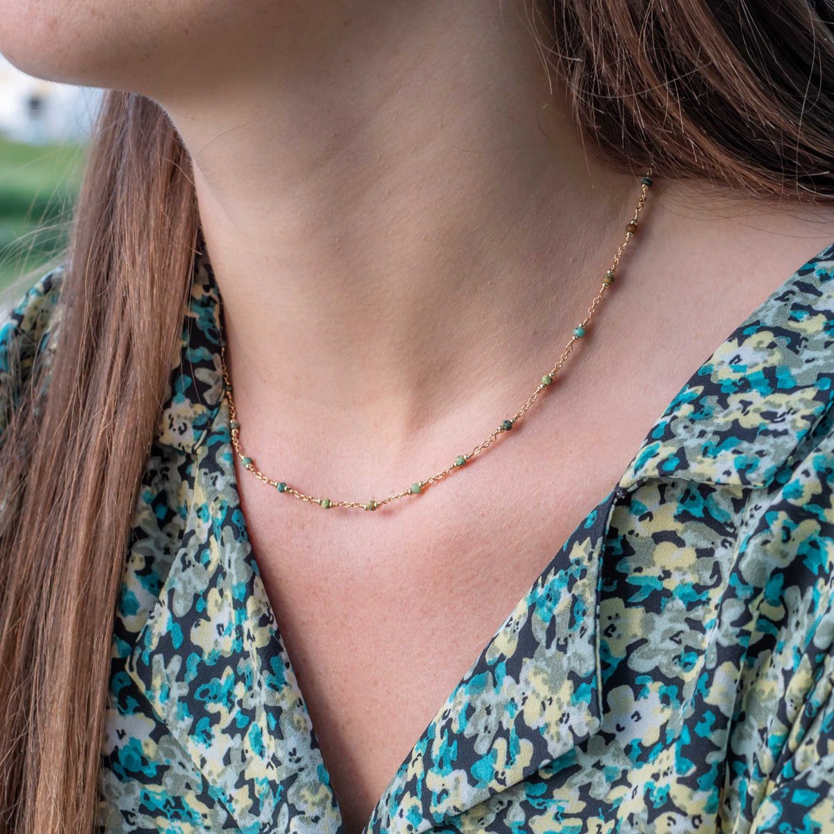 Collier Bianca en pierres Turquoise Africain