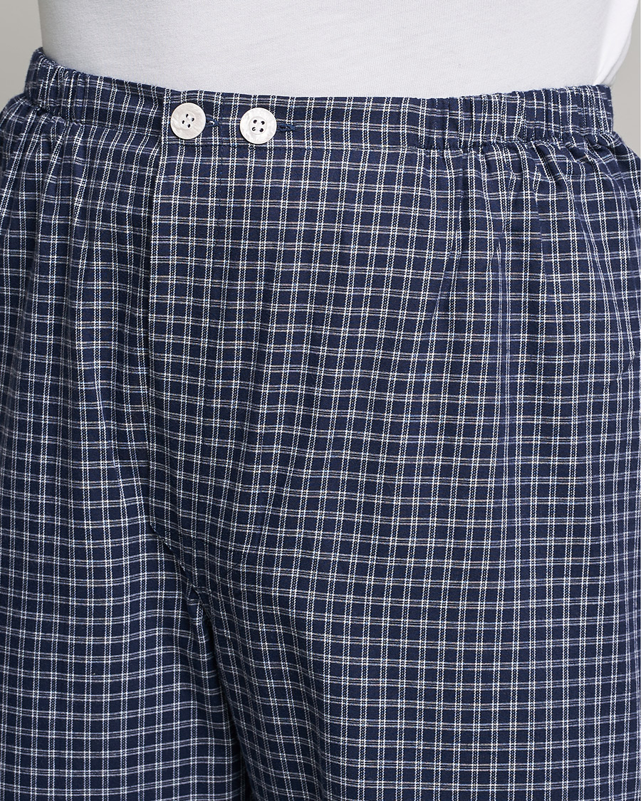 Derek Rose Checked Cotton Pyjama Set Navy