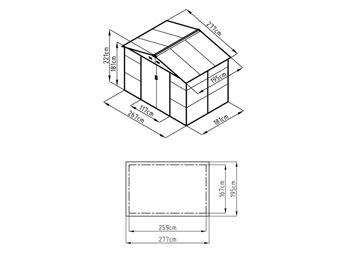 Abri de jardin métal en acier galvanisé effet bois gris 5,40 m² - ADELMO