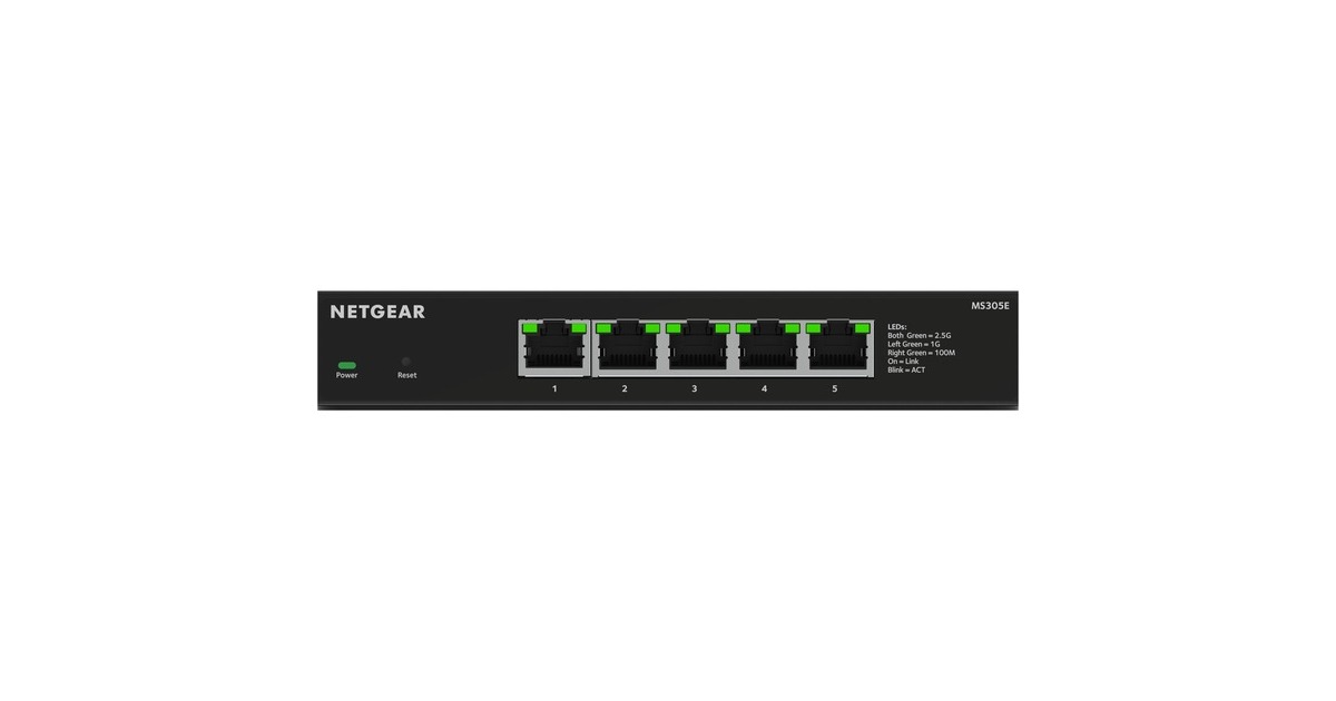 Netgear5-port 2.5G Multi-Gigbit  Ethernet Plus Switch (MS305E)  (Zwart, Unmanaged)