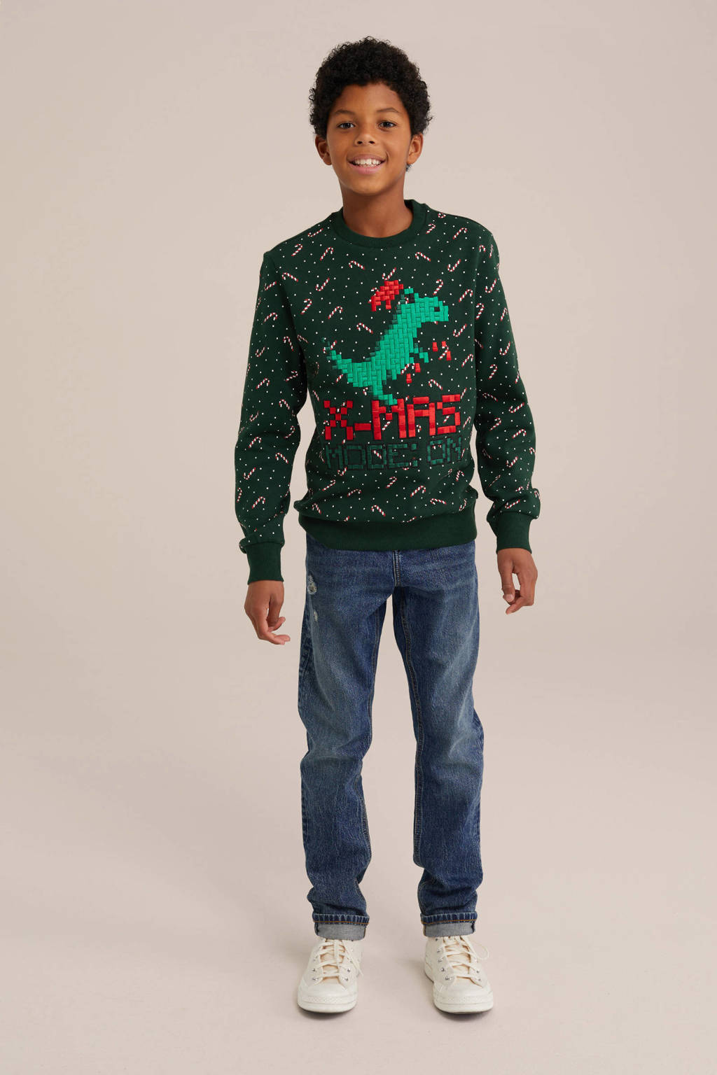 WE Fashion sweater donkergroen