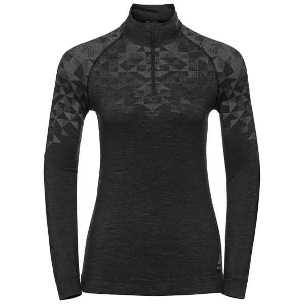 T-shirt thermique ODLO BL TOP TURTLE NECK L/S HALF ZIP KINSHIP PW 200 BLACK MELANGE