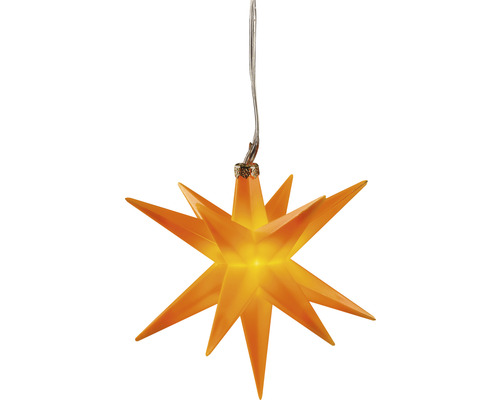 Gele kunststof ster, Ø 12 cm, warmwit LED-licht, inclusief timer