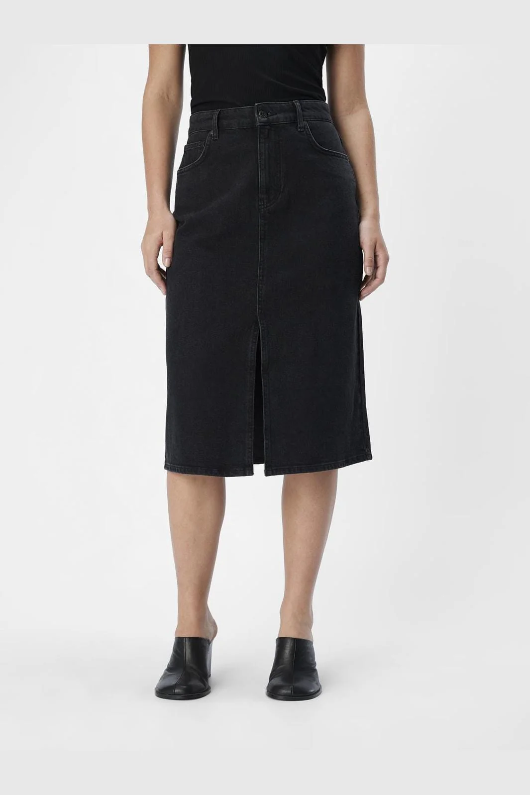 Object Objellen Midi Denim Skirt 4614168 black denim