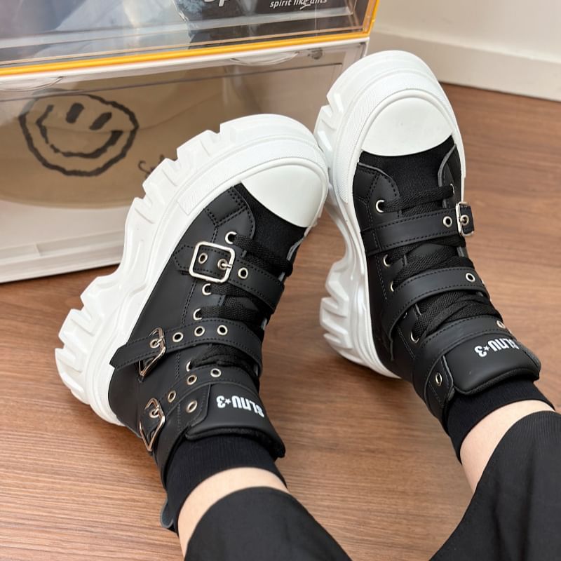 Tanzanite - Platform Sneakers met Gesp