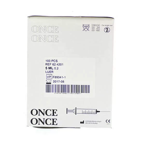 Once sprøjte luer 5 ml skala 0,2 ml - 100 stk.