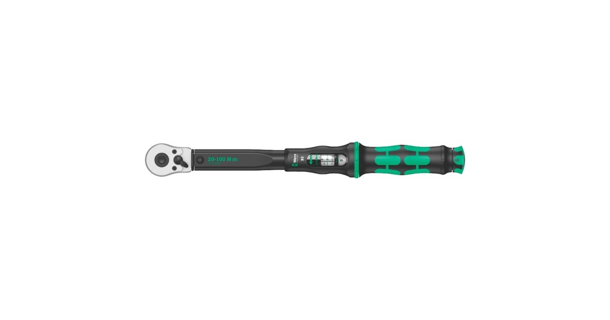 WeraClick-Torque B 2 draaimomentsleutel met omschakelratel, 20-100 Nm  (Zwart/groen)