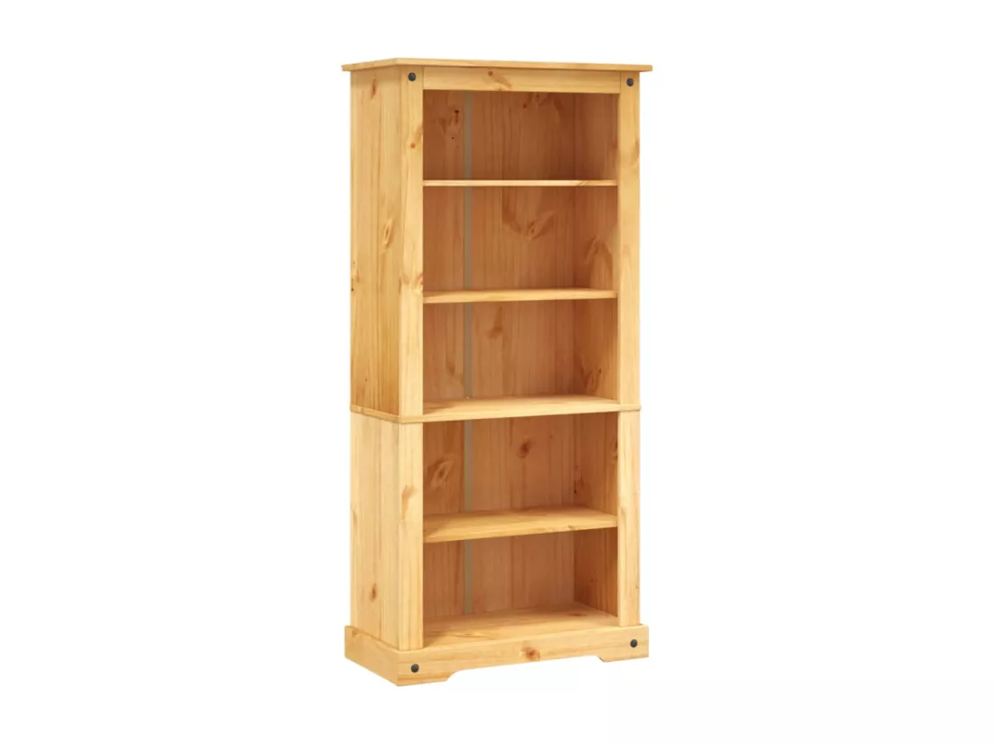 Bibliothèque 5 niveaux Gamme Corona Pin mexicain 81x40x170 cm