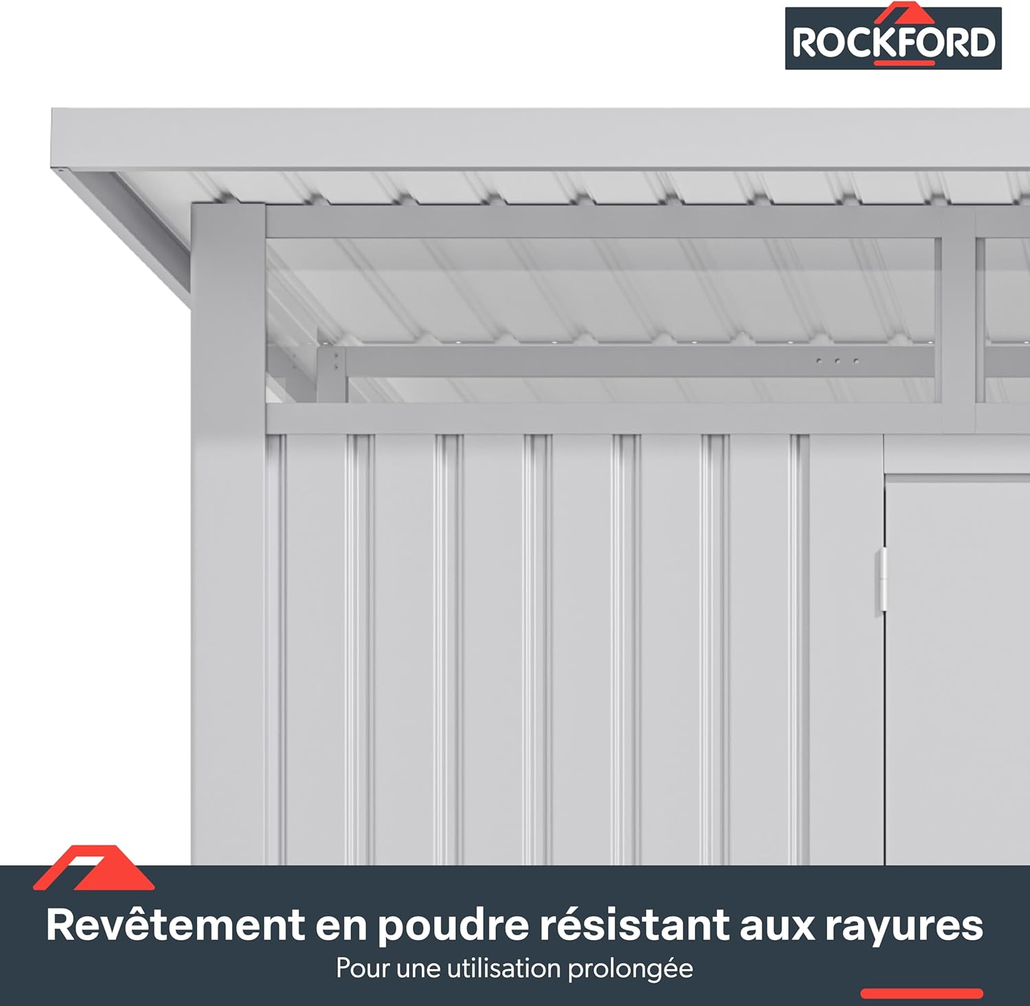 Rockford Porto 400 Gartenhaus aus Metall, hellgrau