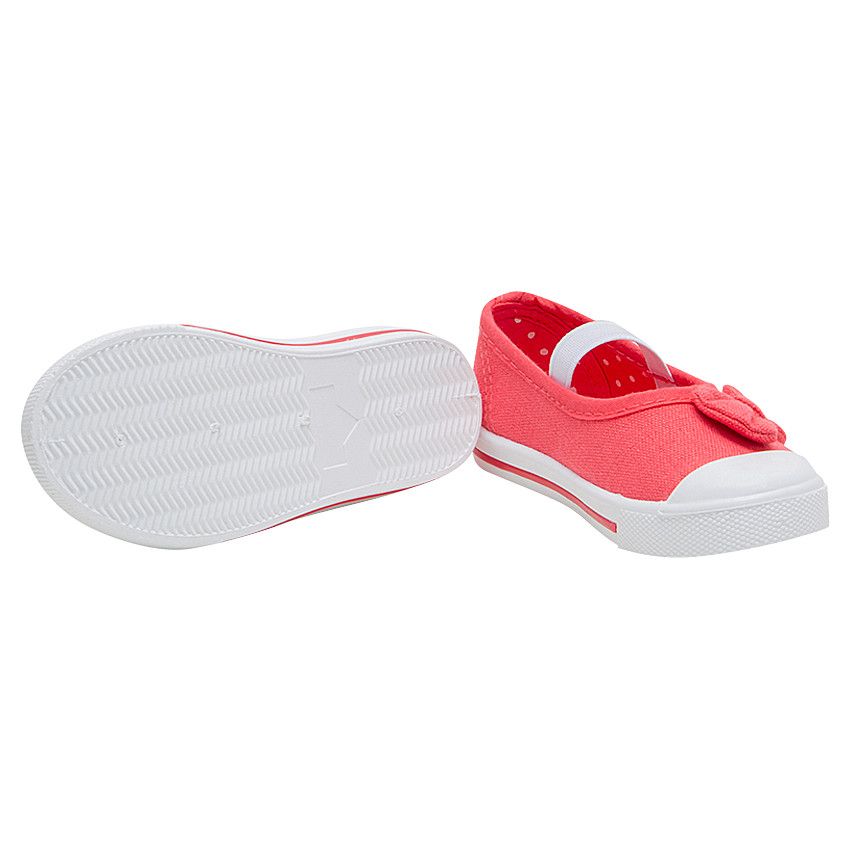 Babies corail en toile avec noeud et lanière élastiquée du 20 au 23 - Fuchsia