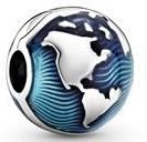 Clip on wereldbol van sterling zilver met blauw emaille