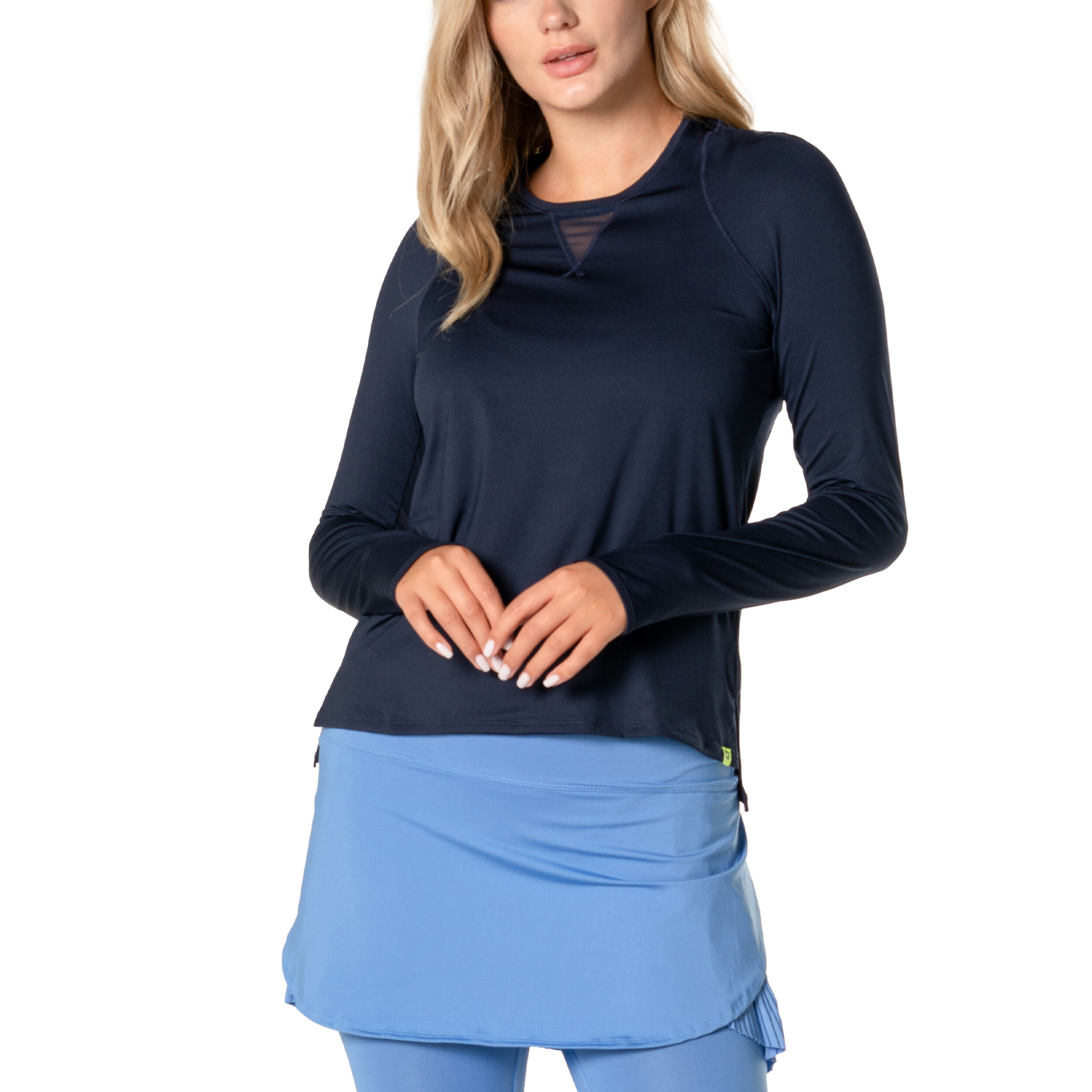 Lucky in Love High Low Breezy Haut Manches Longues Femmes - Bleu Foncé