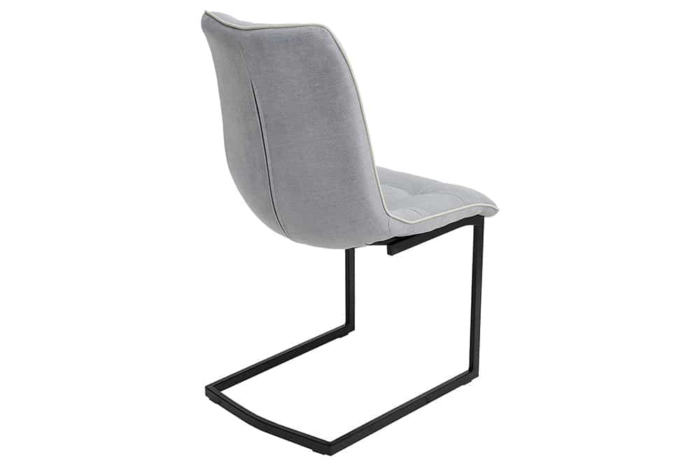 Design Freischwinger Stuhl MIAMI hellgrau Metallgestell matt schwarz