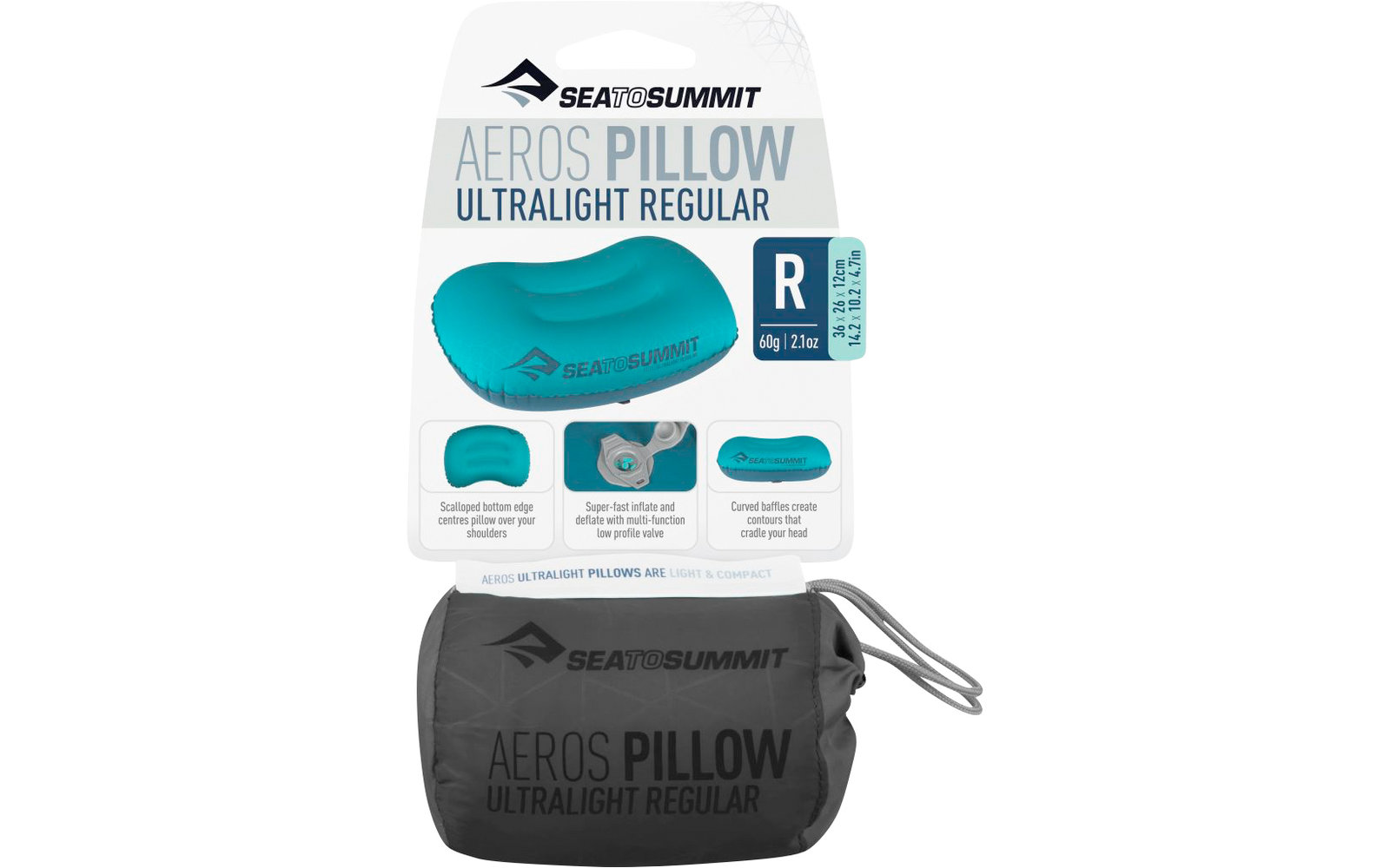 Sea to Summit Aeros Ultralight Pillow Reisekissen Regular, türkis 36x26x12cm