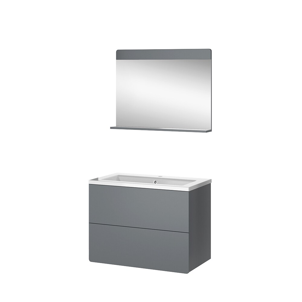 Vicco Badmöbel-Set Izan Grau modern Waschtischunterschrank Waschbecken Badspiegel