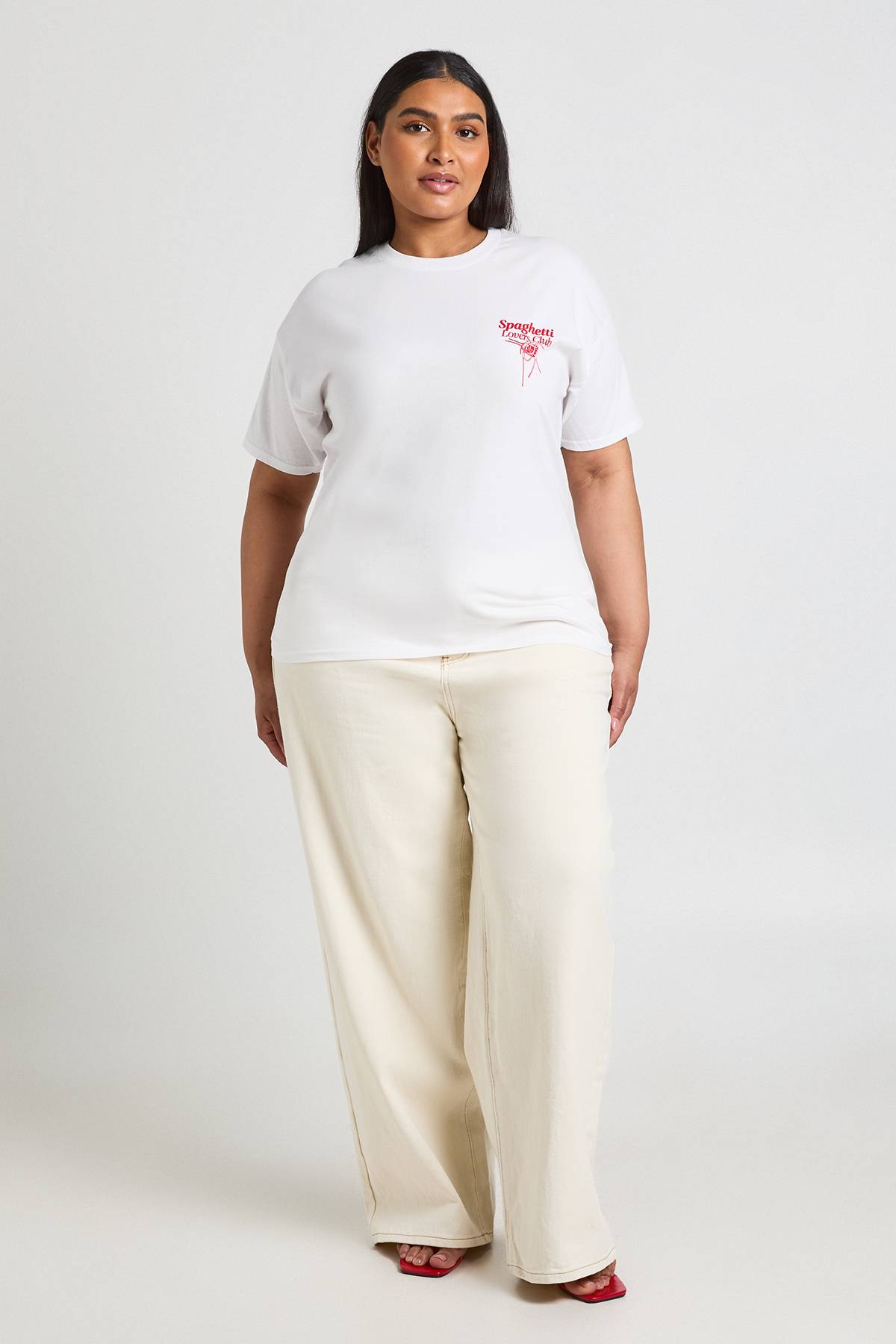 boohoo T-shirt Imprimé Club Spaghetti Grande Taille